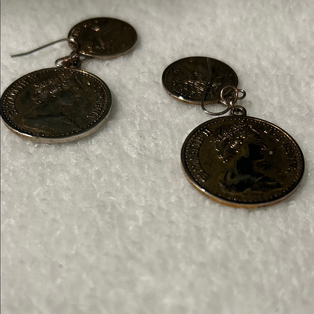 Gold Coin Drop Earrings